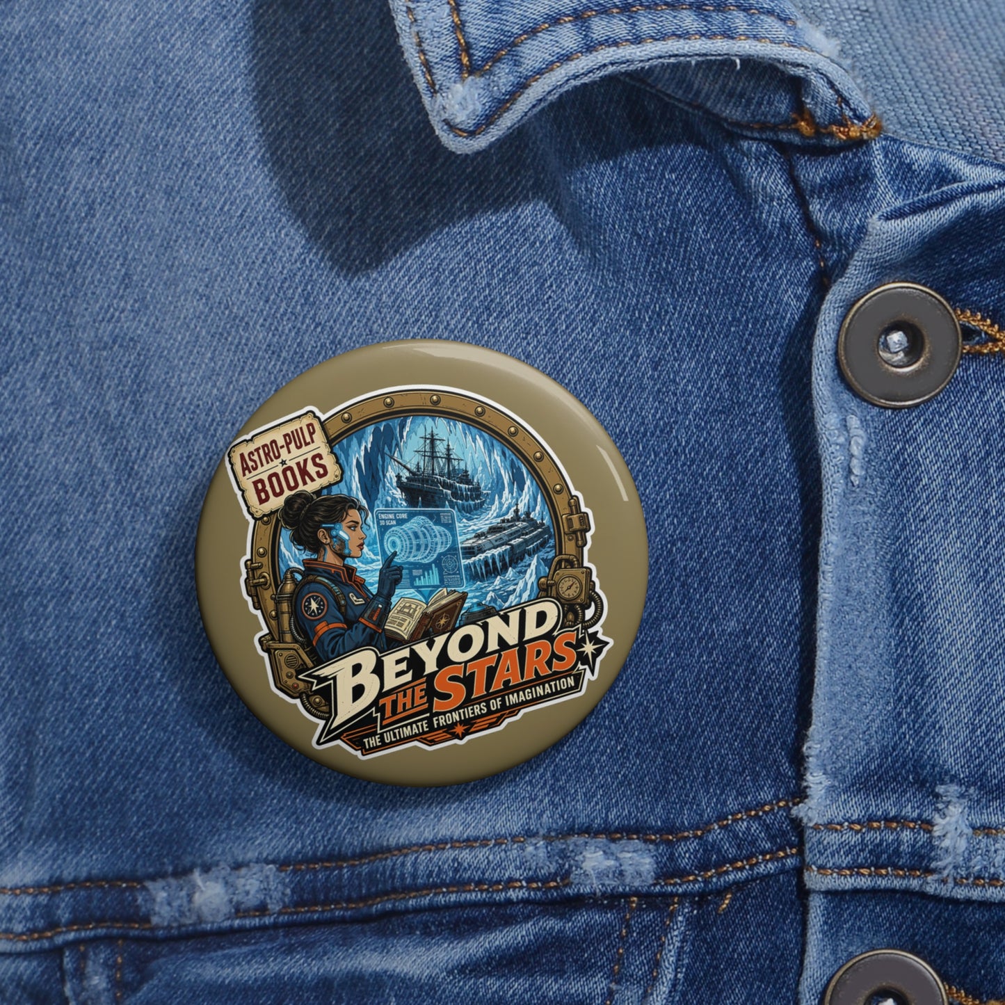 How to style a dark academia and retro futurism sticker collection - button