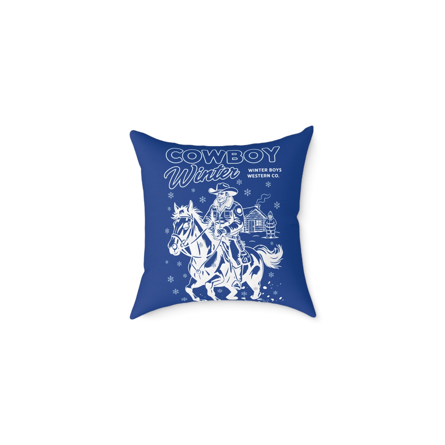 Canvas throw pillow - cowboy's Winter authentic