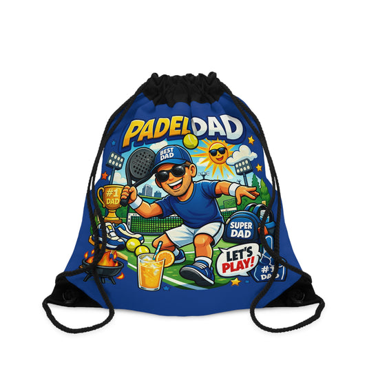 Drawstring bag - Vibrant Cartoon Padel Dad Illustration