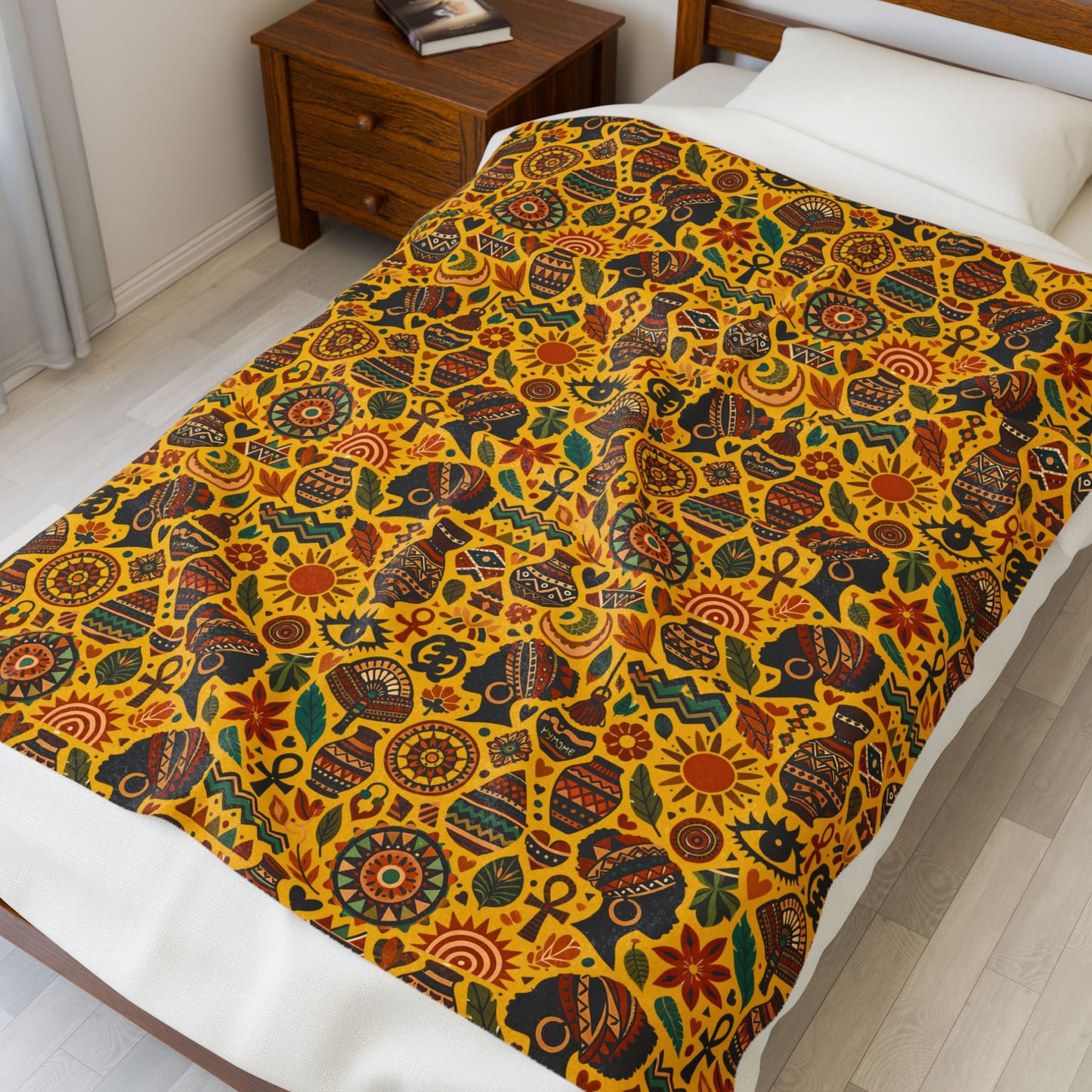Throw blanket - Boho Afrocentric Tribal Illustration Pattern