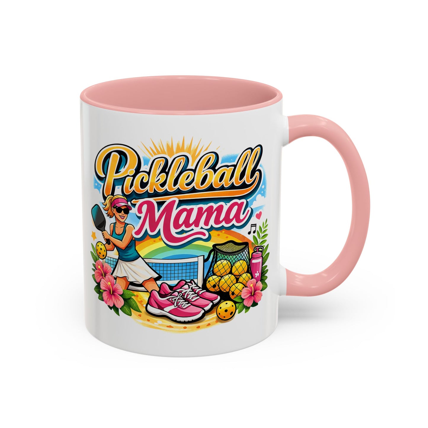 Coloured inside mug - Vibrant Tropical Pickleball Mama Art