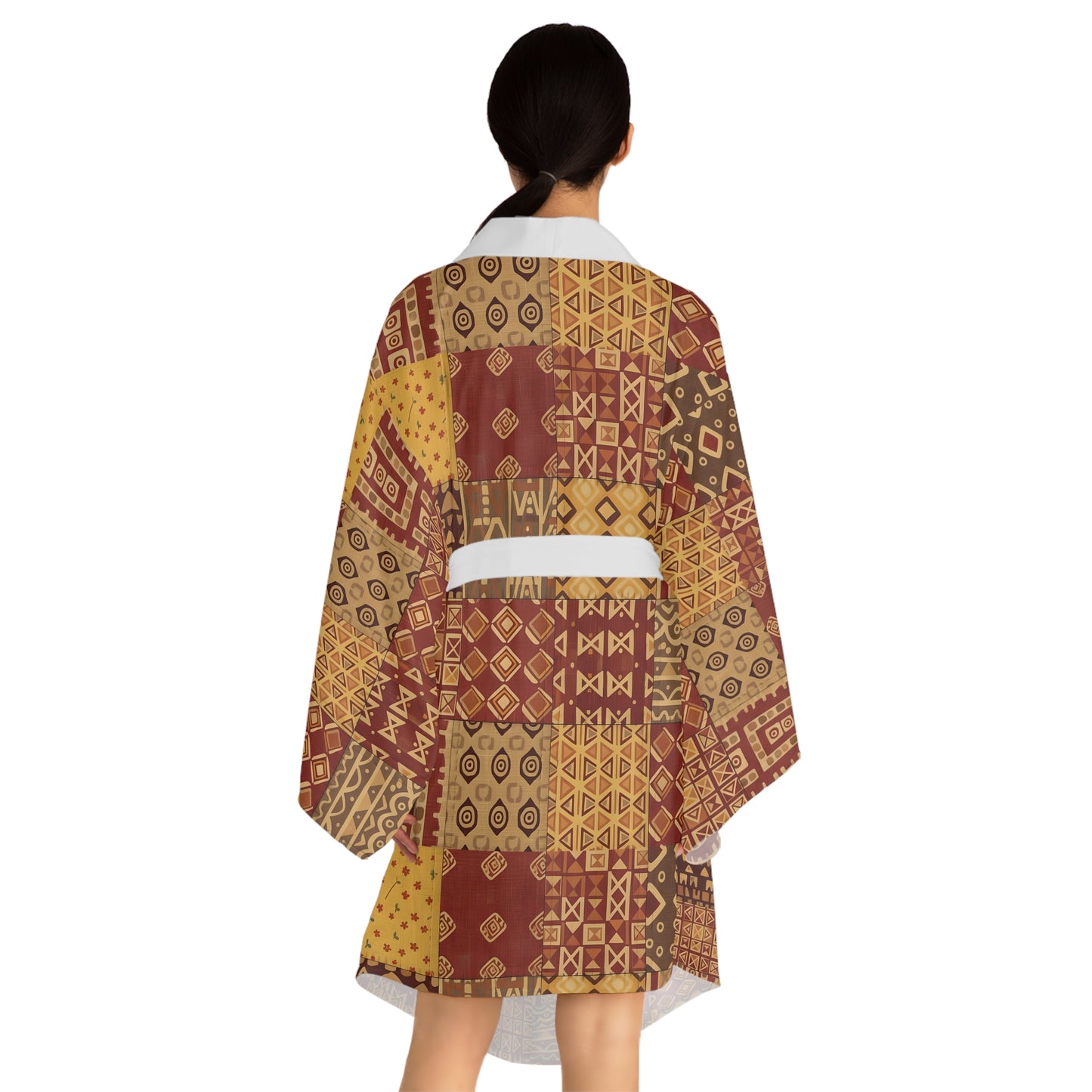 Long sleeves kimono - African Inspired Tribal Mosaic Pattern