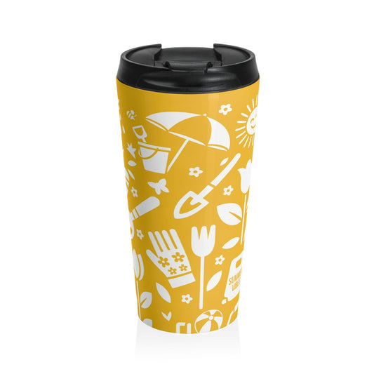 Travel mug - Summer Garden Silhouette Icon Art