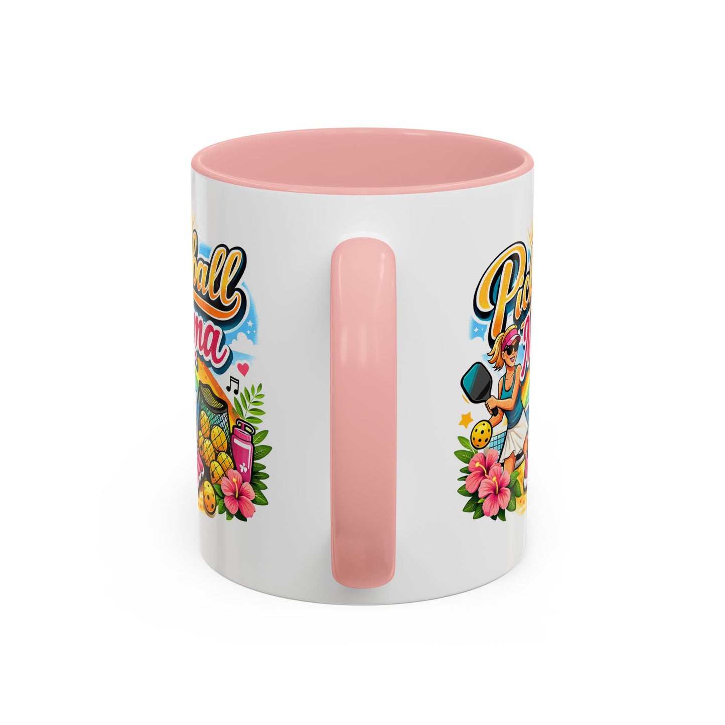 Coloured inside mug - Vibrant Tropical Pickleball Mama Art
