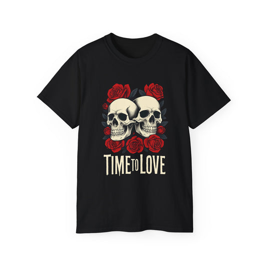 T-shirt - gothic skull love couples