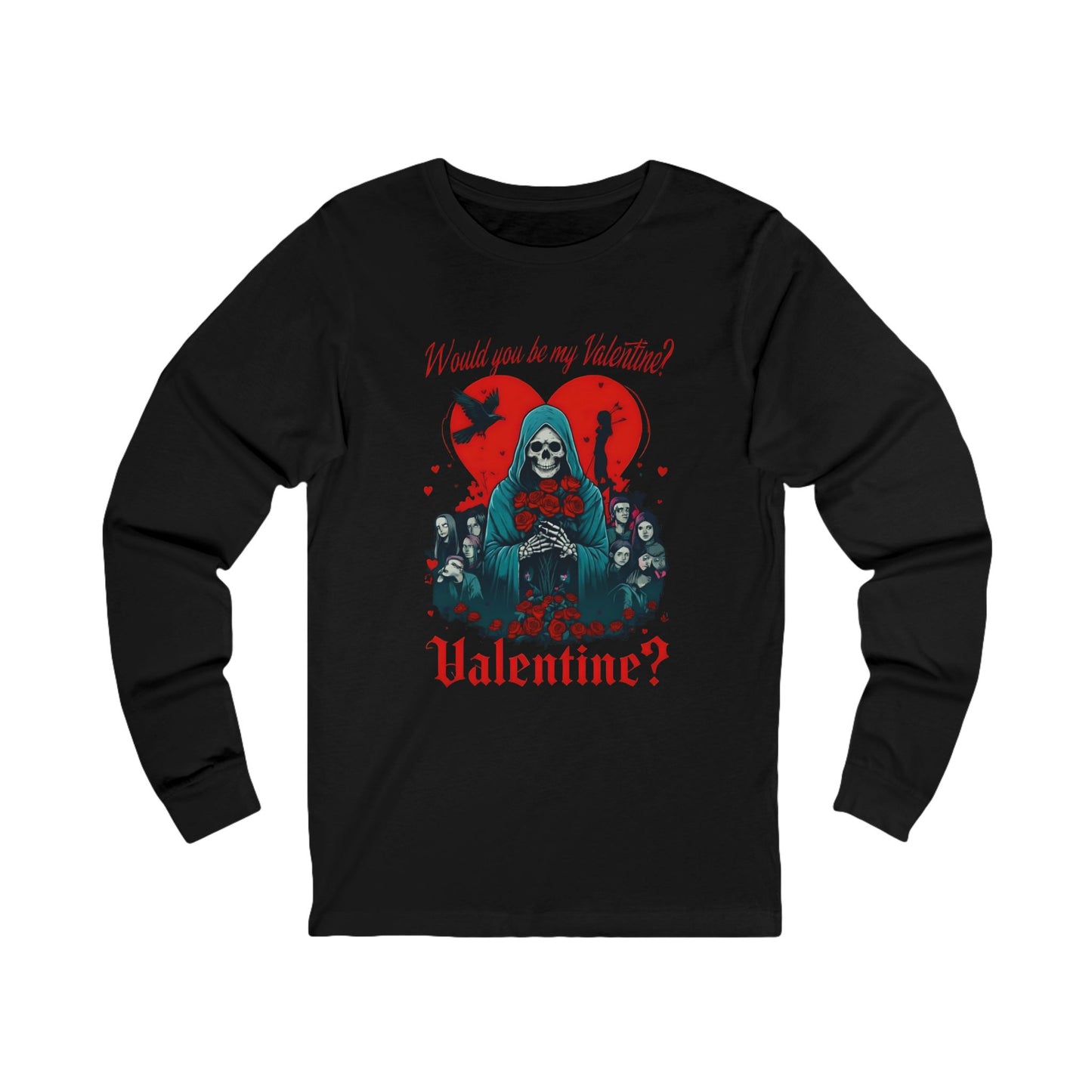 Long Sleeve Tee — horror skull valentine