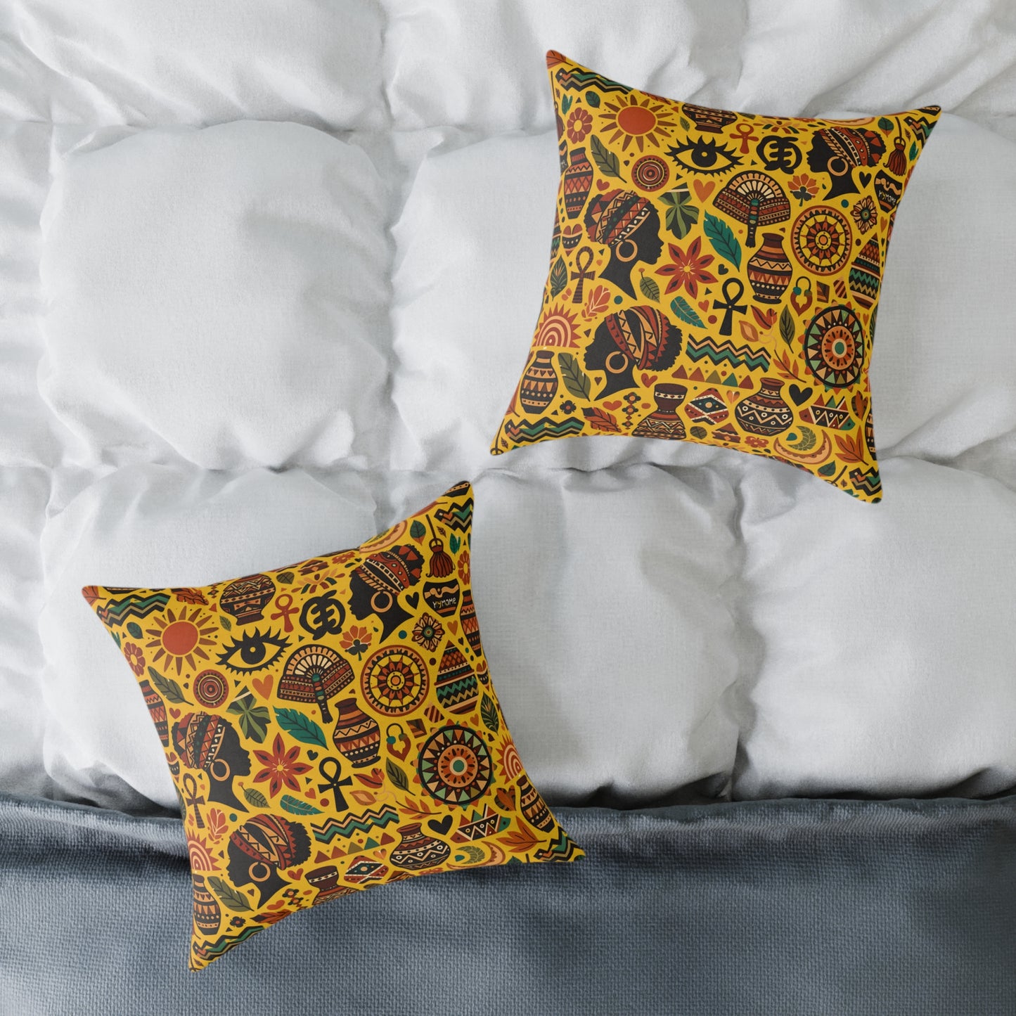 Throw pillow -Boho Afrocentric Tribal Illustration Pattern