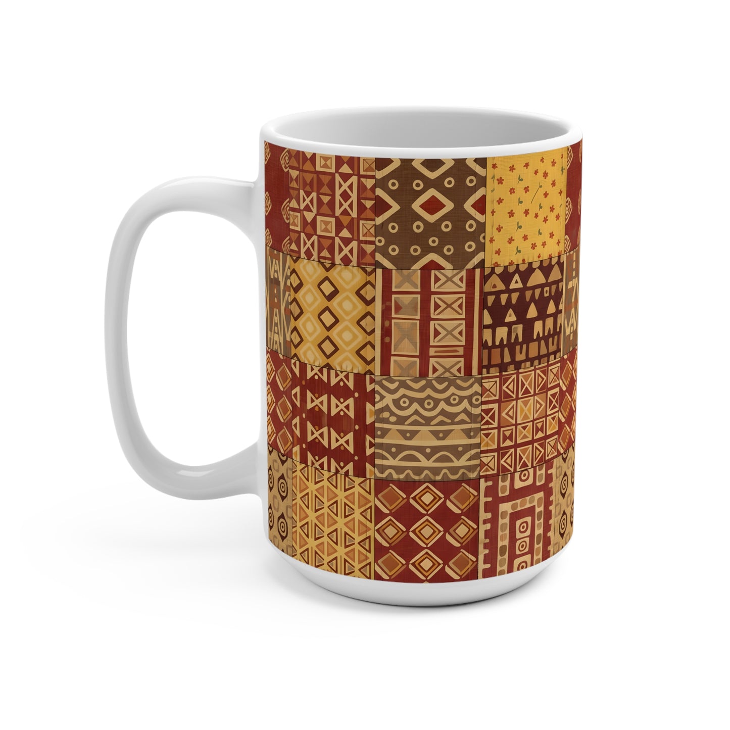 15 oz mug - African Inspired Tribal Mosaic Pattern