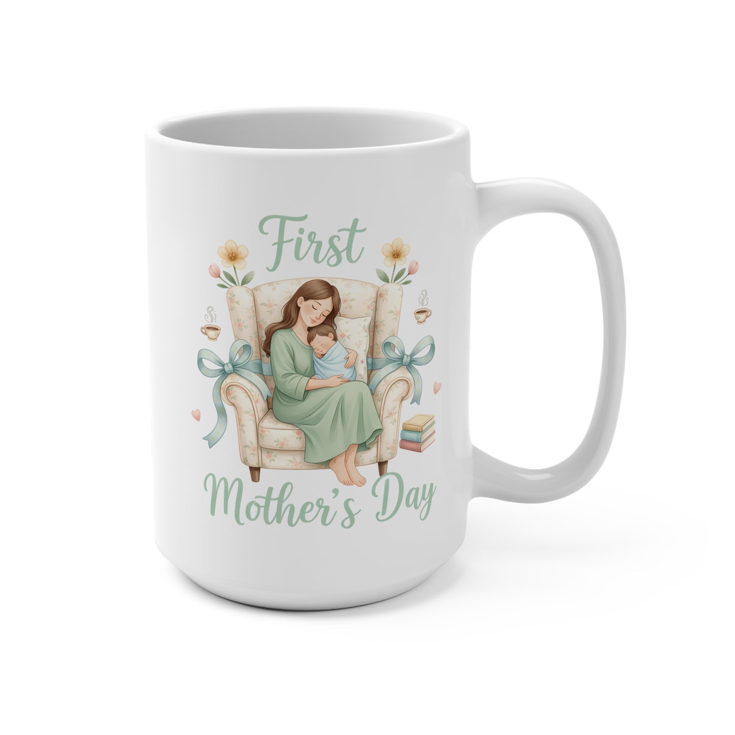 15 oz mug - First Mother's Day Aesthetic Illustration