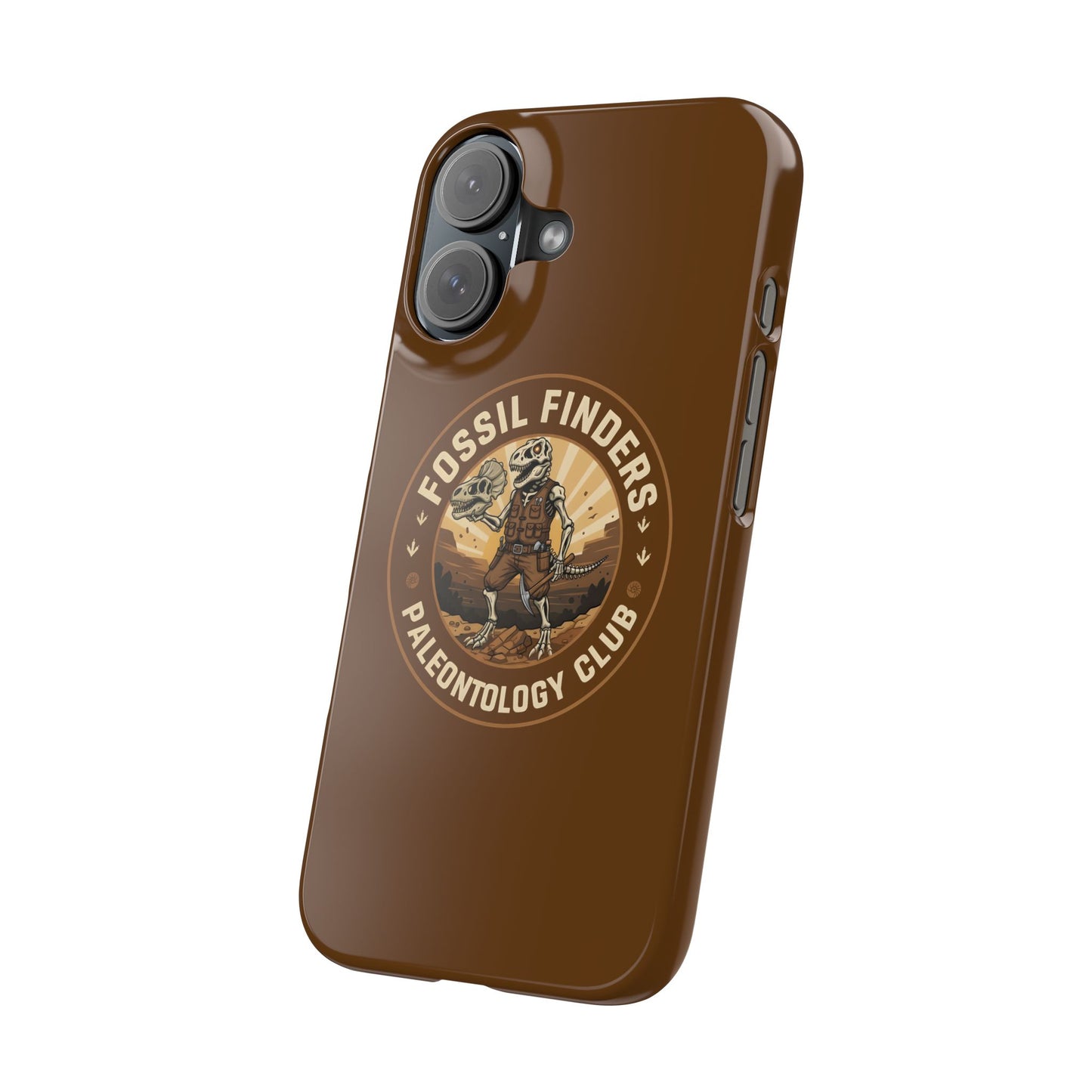Iphone 16 slim case - Vintage Fossil Finders Dinosaur Badge