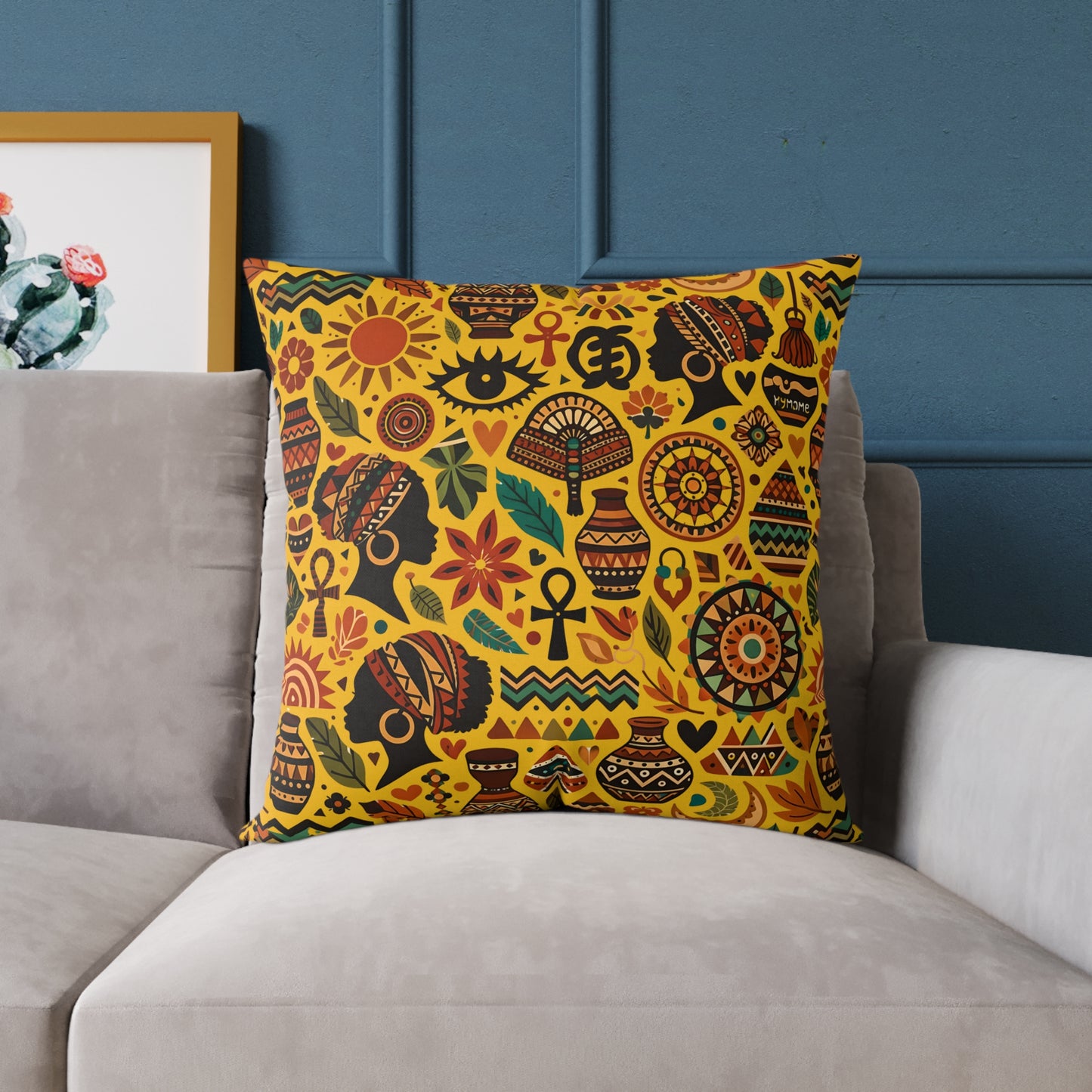 Throw pillow -Boho Afrocentric Tribal Illustration Pattern