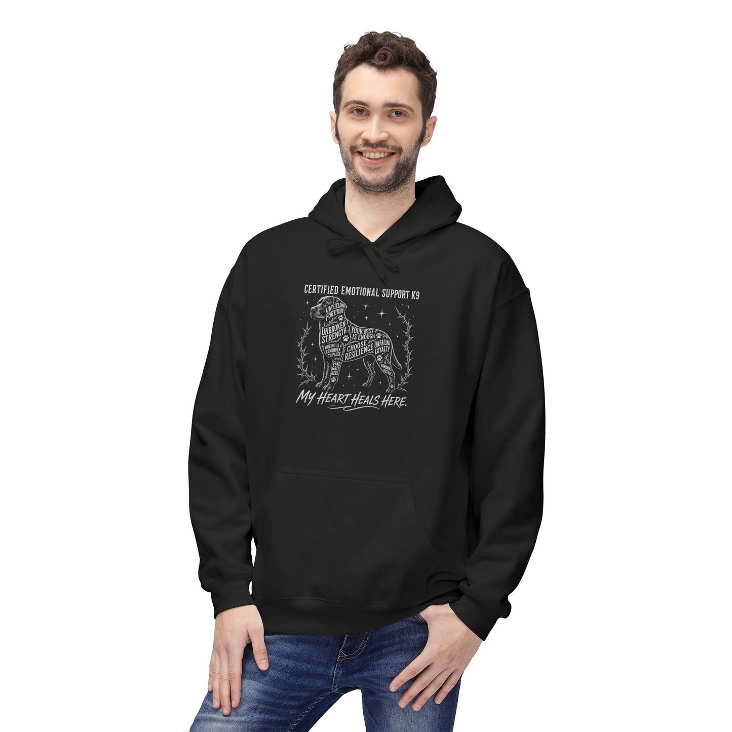 What is the Best Gift for Emotional Support Dog Owners? Certified K9 Chalkboard Art hoodie