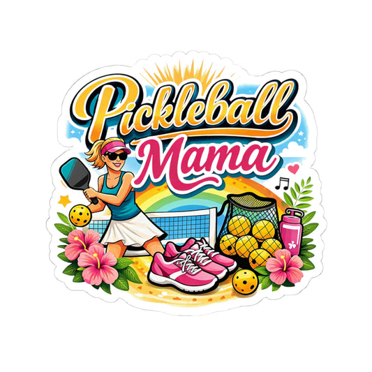 Kiss cut sticker - Vibrant Tropical Pickleball Mama Art