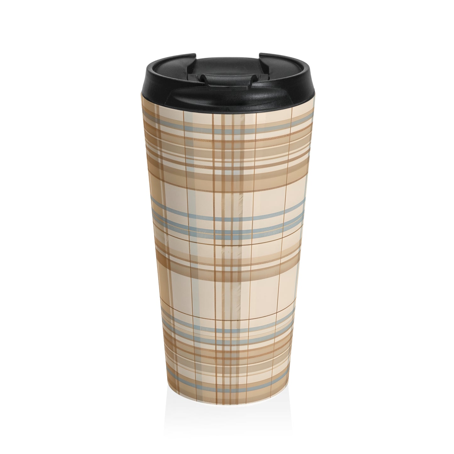 Travel mug - Elegant Beige Tartan Seamless Tile