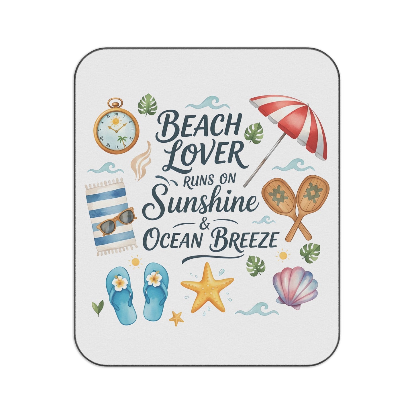 Picnic blanket - Watercolor Beach Lover Aesthetic Quote