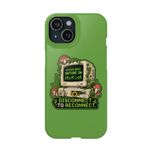 System Boot Nature On: Vintage Cottagecore Tech Graphic Art iphone 16 and 15 slim cases
