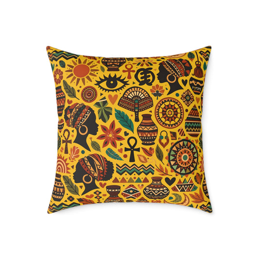 Throw pillow -Boho Afrocentric Tribal Illustration Pattern