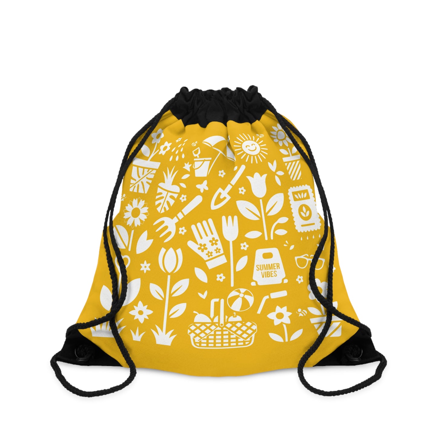 Drawstring bag - Summer Garden Silhouette Icon Art