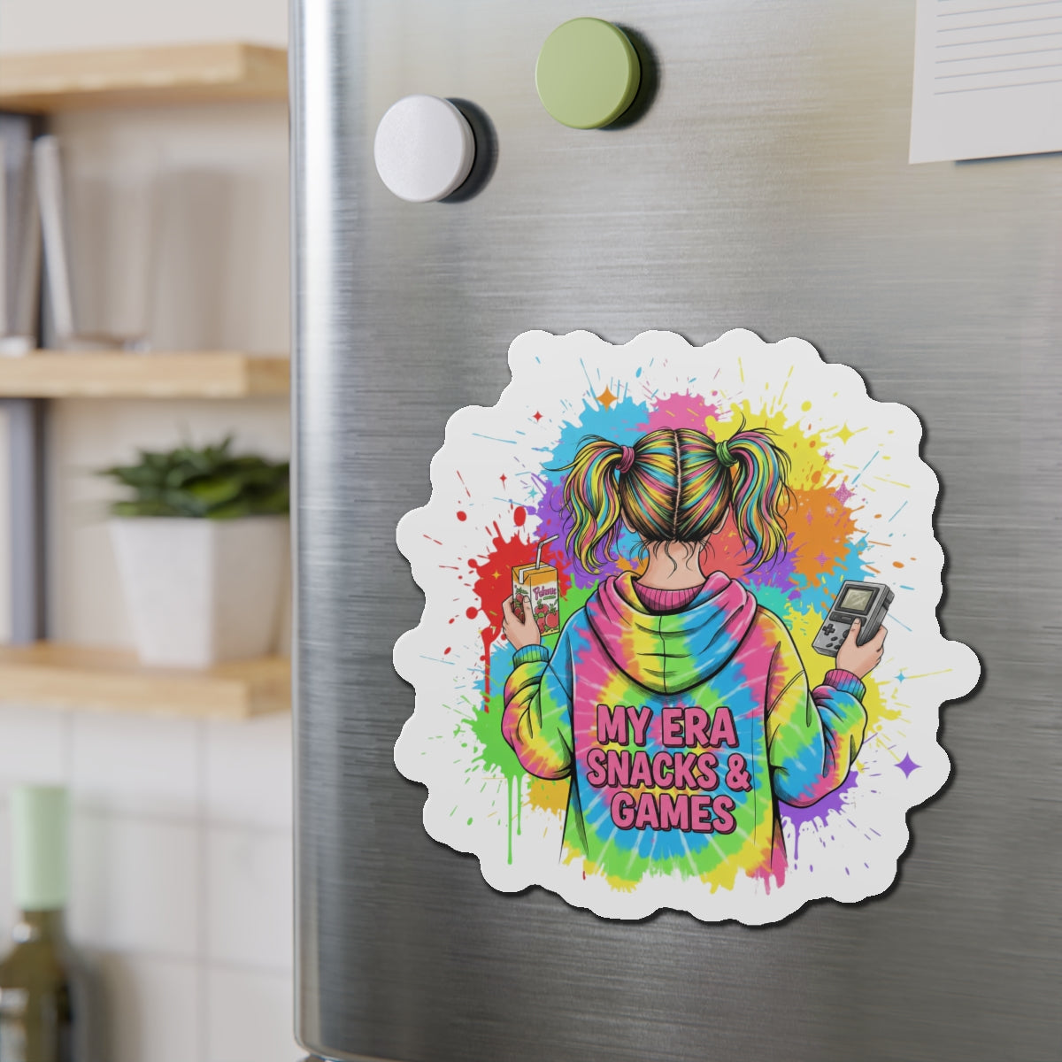 Die cut magnet - Retro Gamer Girl Aesthetic Art