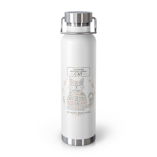 Cute cat vacuum bottle design with positive reminders and self-care quotes