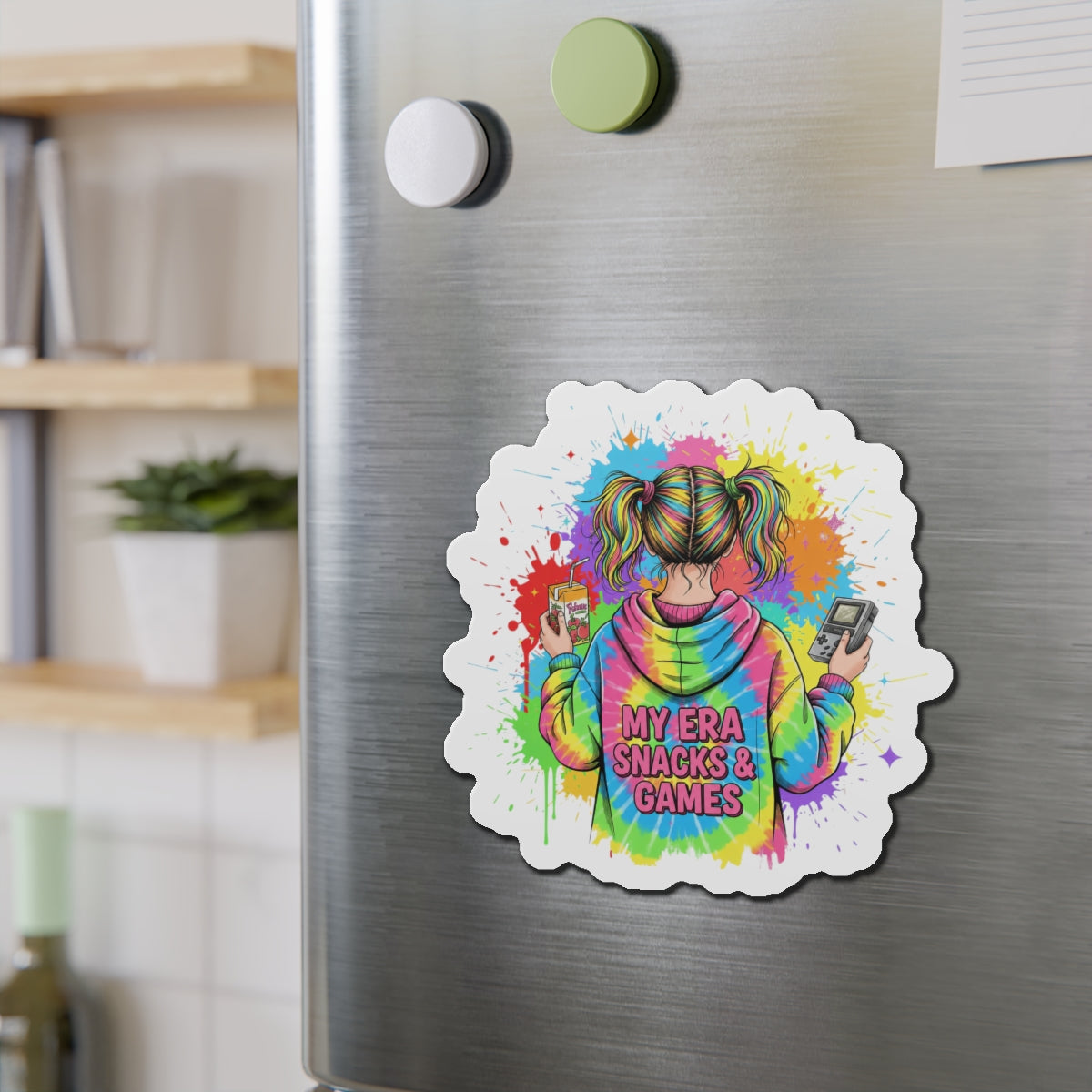 Die cut magnet - Retro Gamer Girl Aesthetic Art