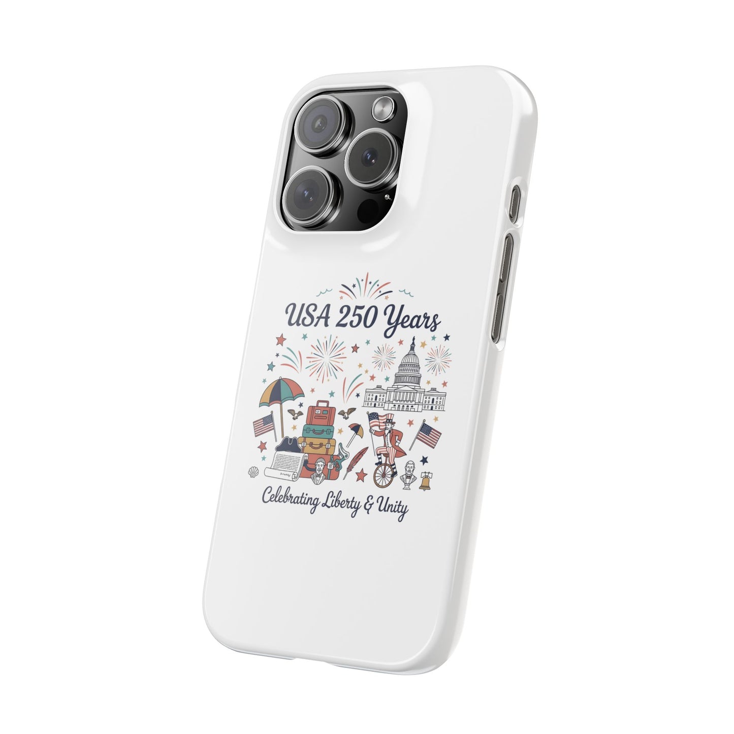Slim iphone 16 case - Liberty and Unity Semiquincentennial Art