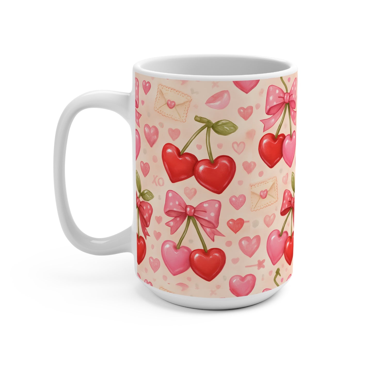 15 oz mug - Valentine's cherry pattern