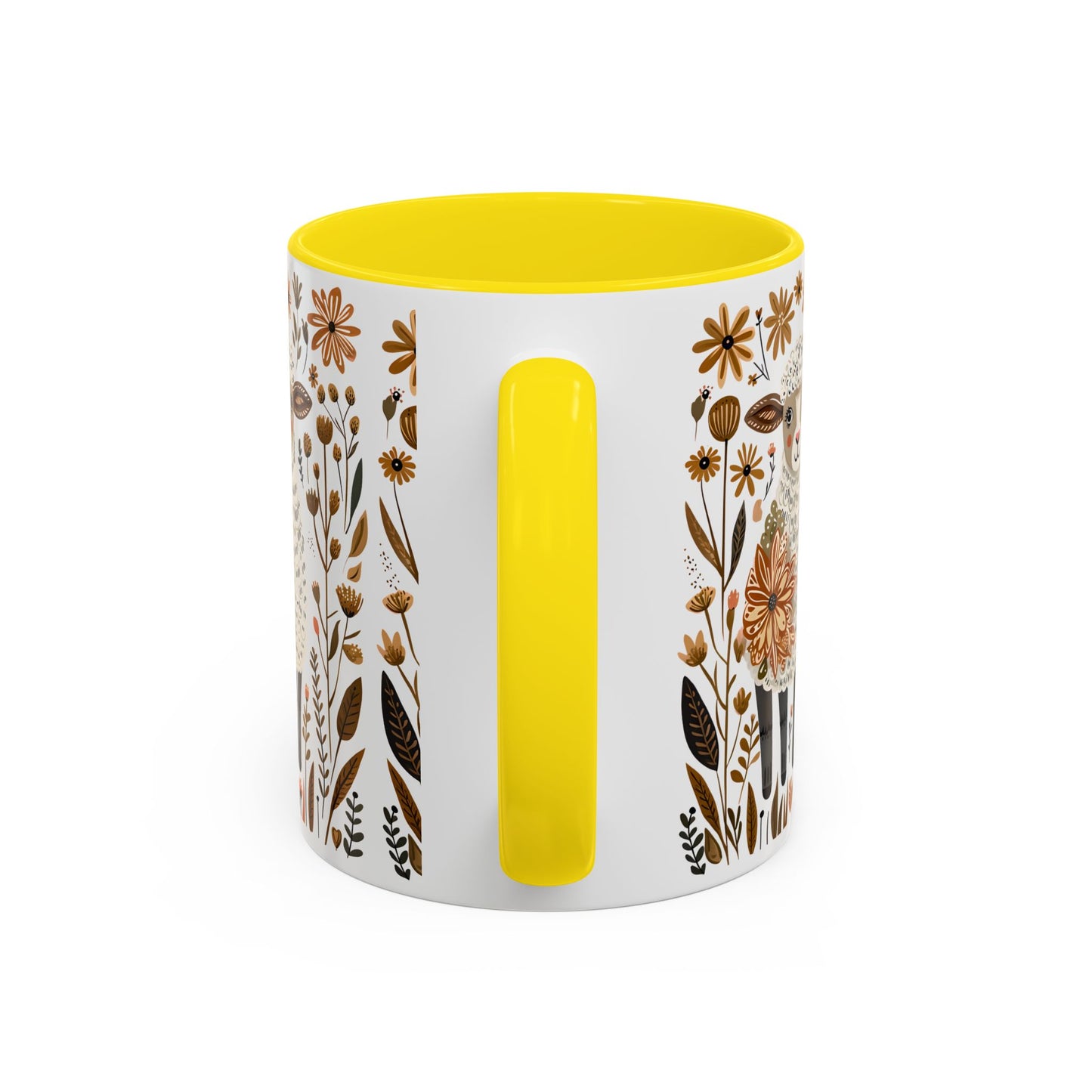 Yellow inside coloured mug - The field sheep pattern