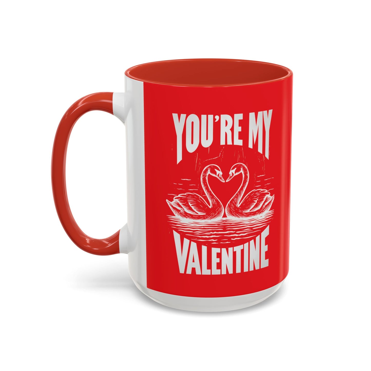 Red inside mug - love swans