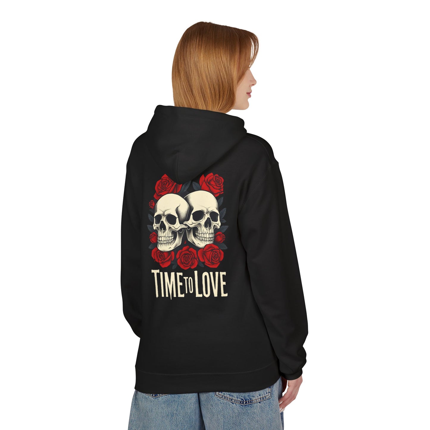 Hoodie - gothic skull love couples