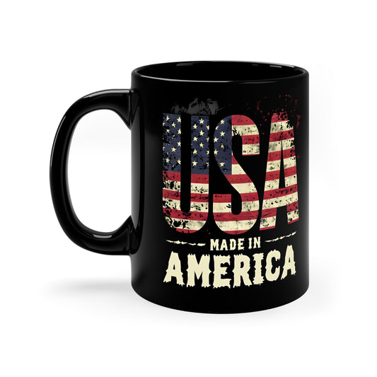 11 oz black mug - vintage made in USA