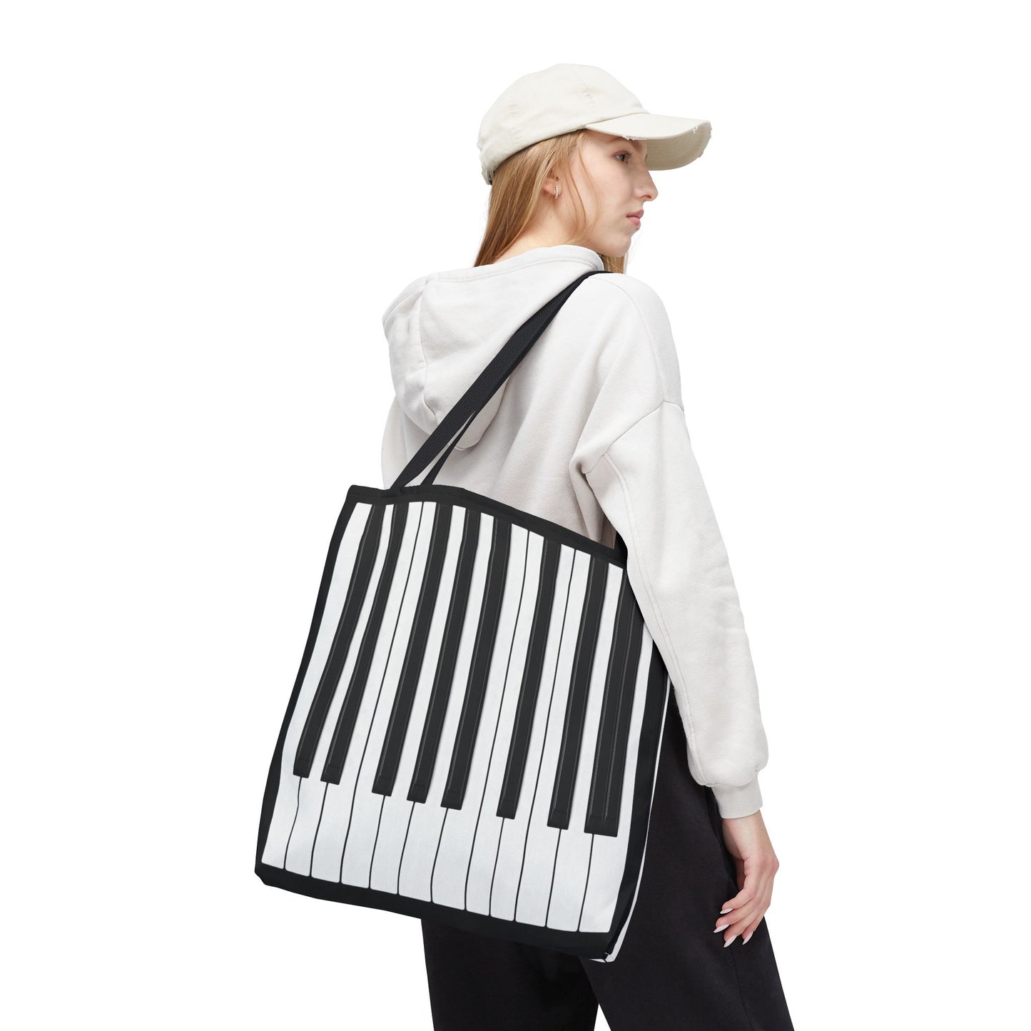 Authentic Miniature Piano Keyboard Pattern tote bag- High-Contrast Minimalist Design for Pianists and Musicians .