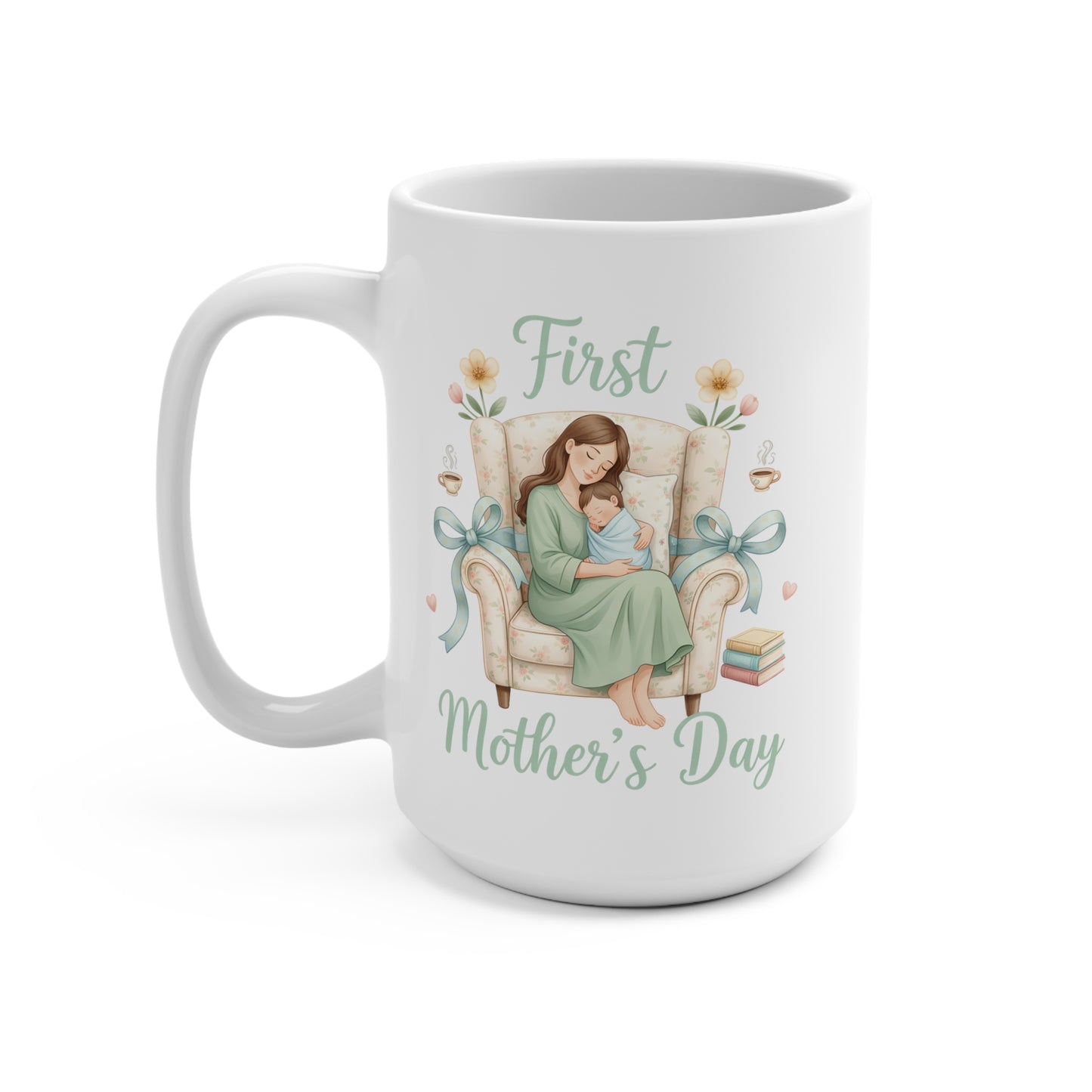 15 oz mug - First Mother's Day Aesthetic Illustration