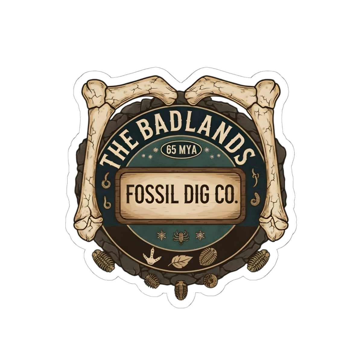 Kiss cut sticker - Vintage Badlands Fossil Dig Emblem