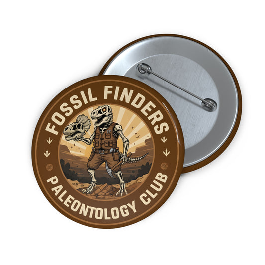 Pin Button — Vintage Fossil Finders Dinosaur Badge