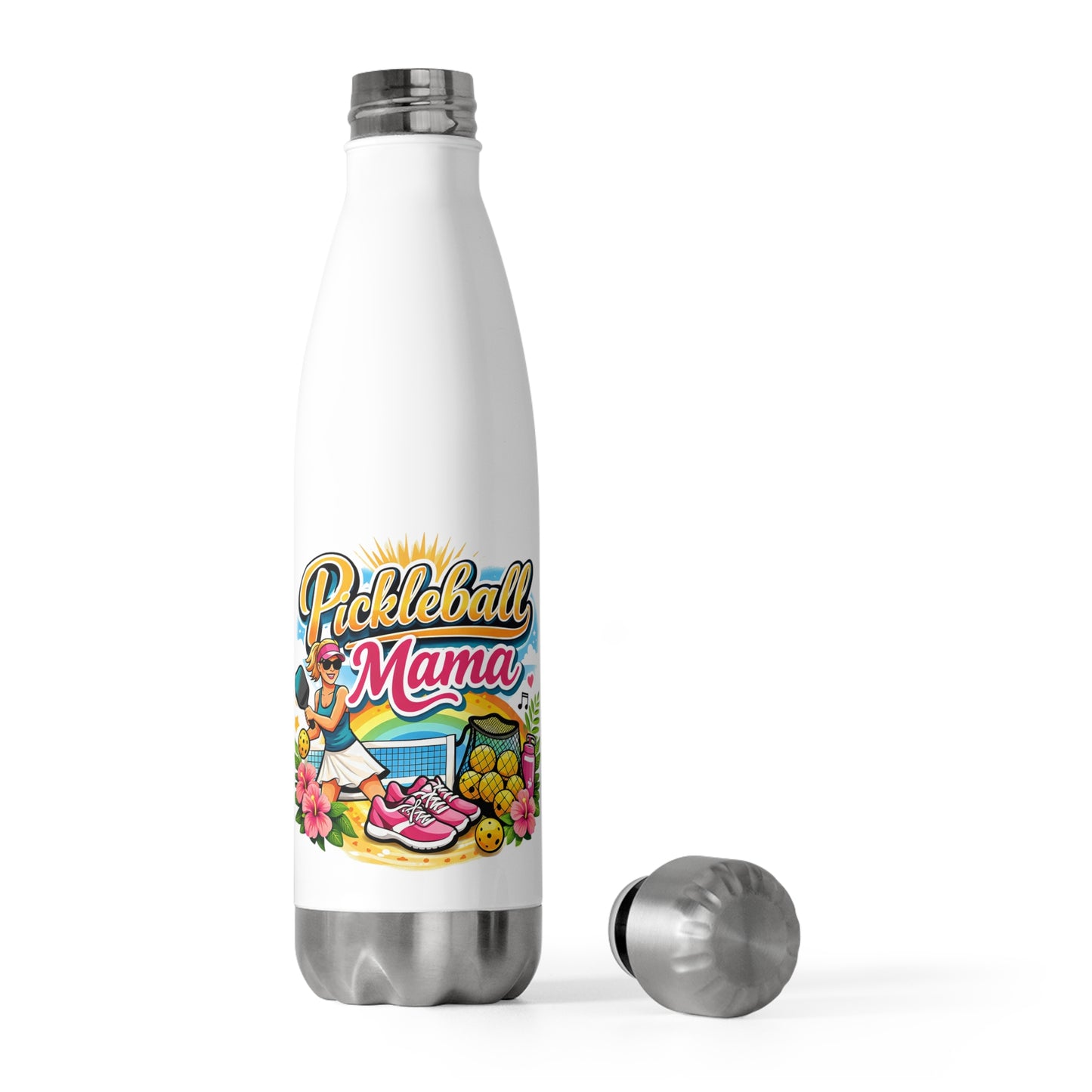 Insulated Water Bottle - Vibrant Tropical Pickleball Mama Art