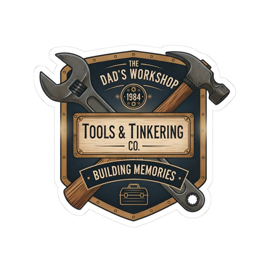 Kiss cut sticker - Vintage Dad's Workshop Tool Logo