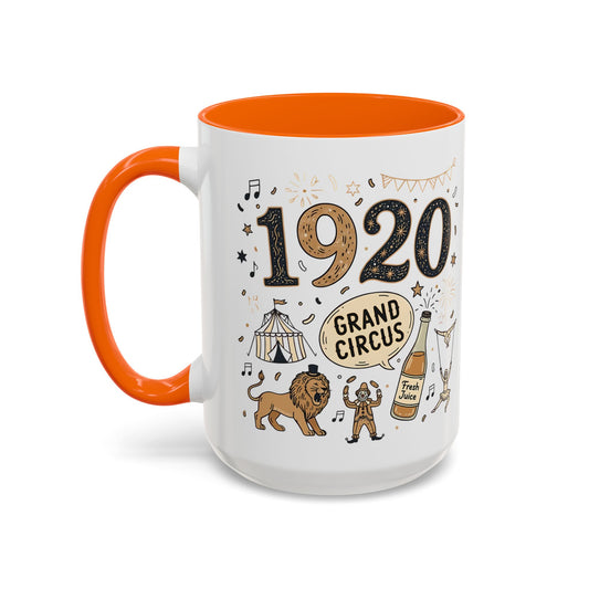 15 oz coloured inside mug - Vintage 1920 Grand Circus Illustration