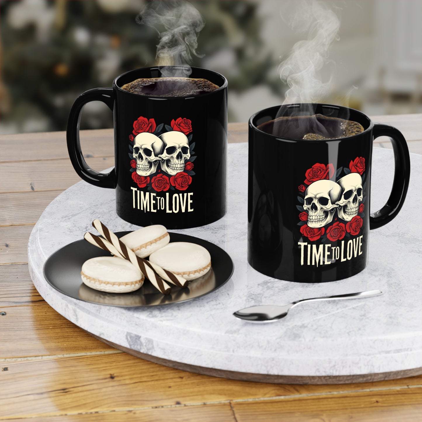 Coffee mug 11 oz - gothic skull love couples