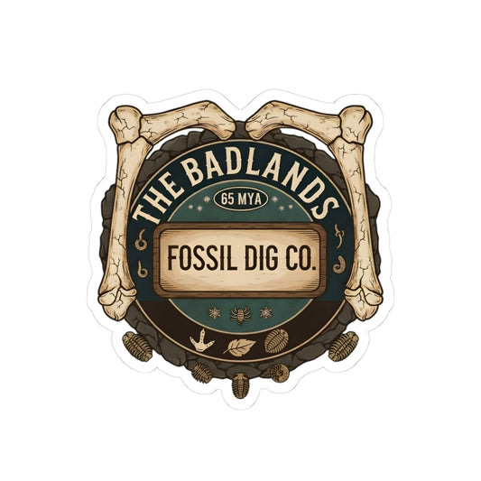 Kiss cut sticker - Vintage Badlands Fossil Dig Emblem