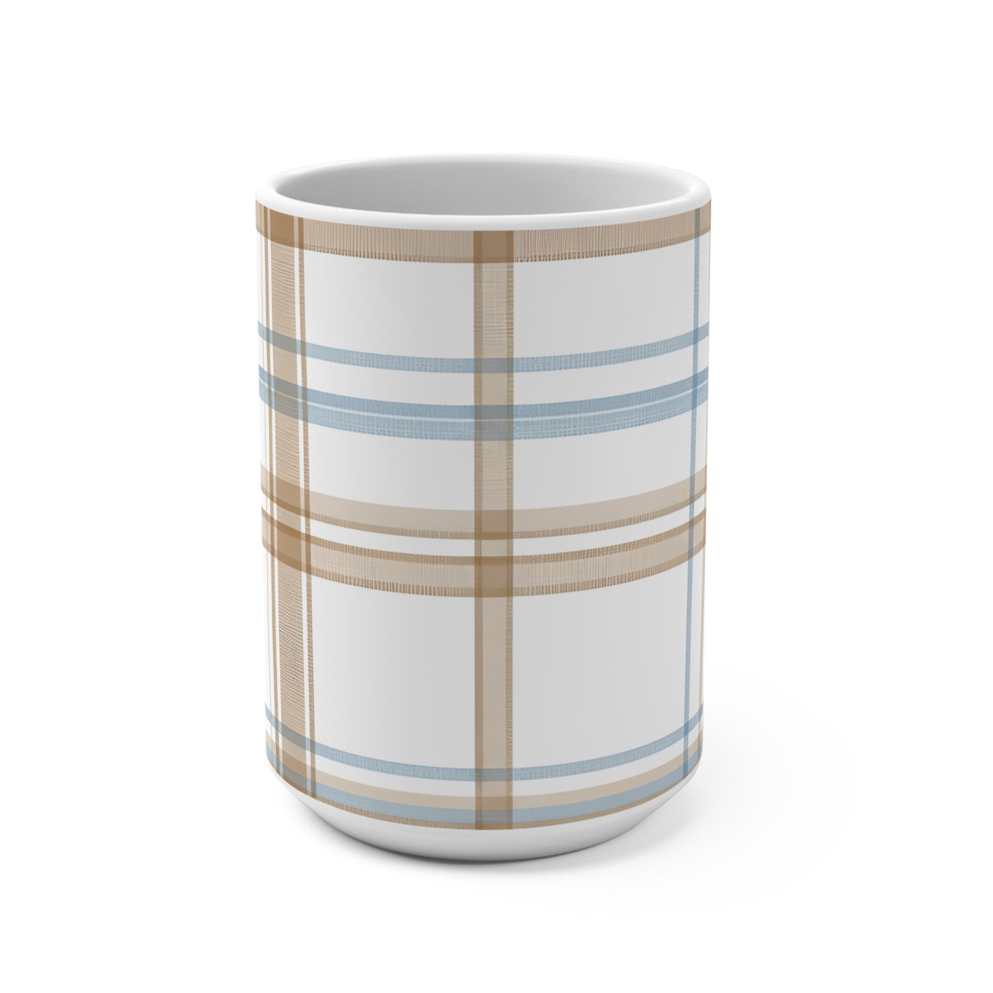 15 oz mug - Elegant Beige Tartan Seamless Tile