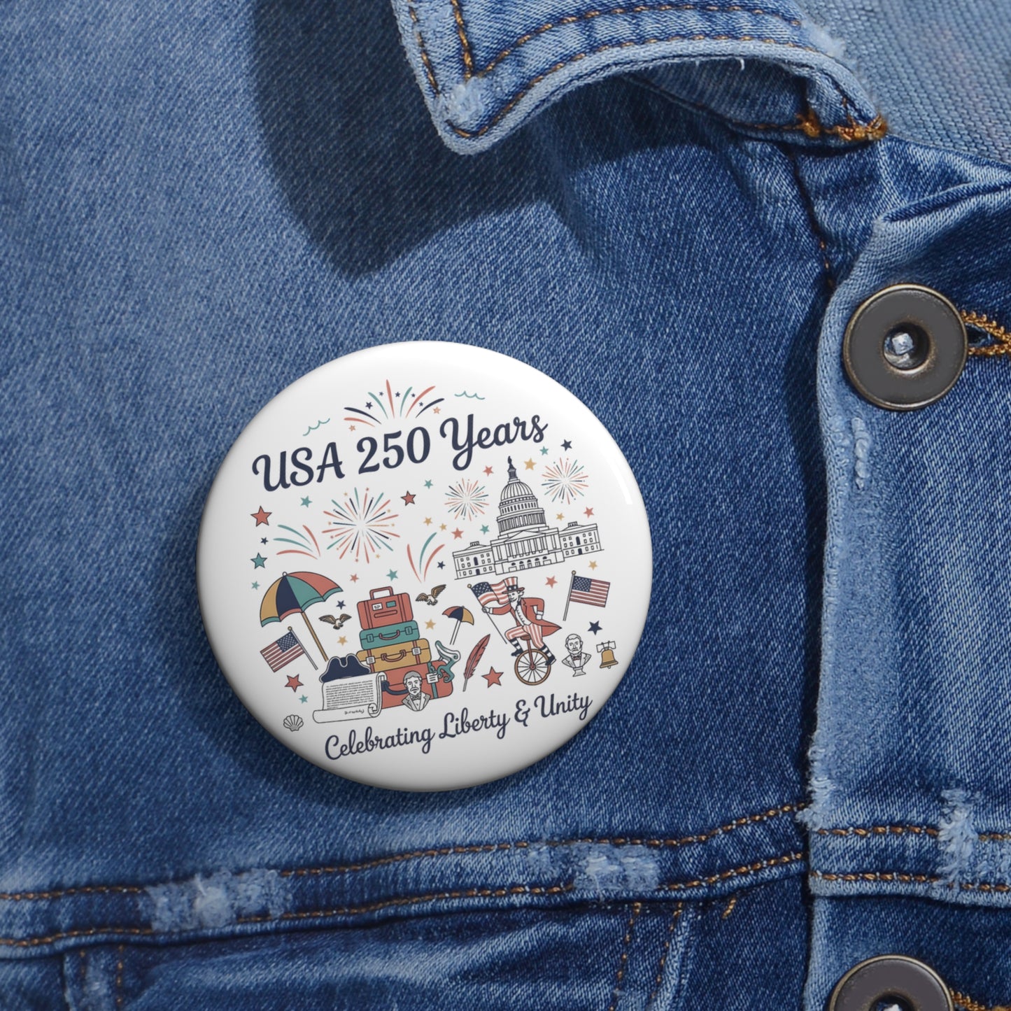 Pin button - Liberty and Unity Semiquincentennial Art
