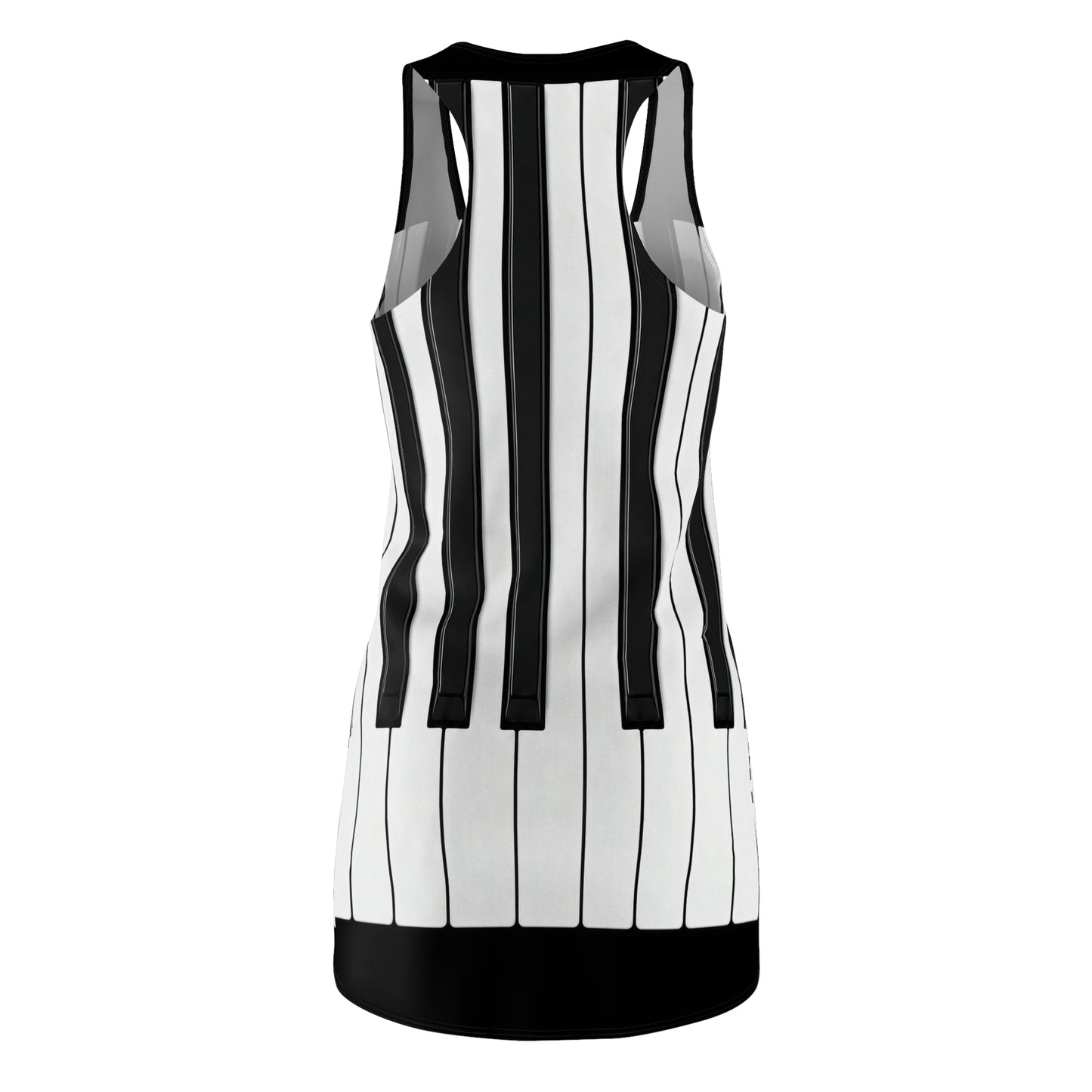 Authentic Miniature Piano Keyboard Pattern racer back dress - High-Contrast Minimalist Design for Pianists and Musicians .