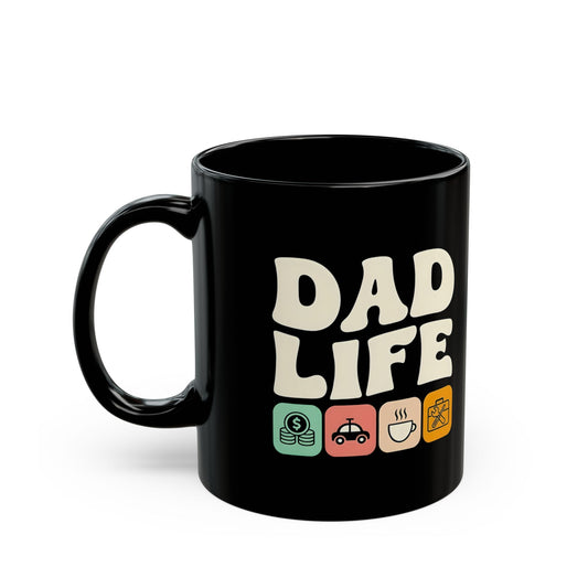 11 oz black mug - Retro Dad Life Graphic