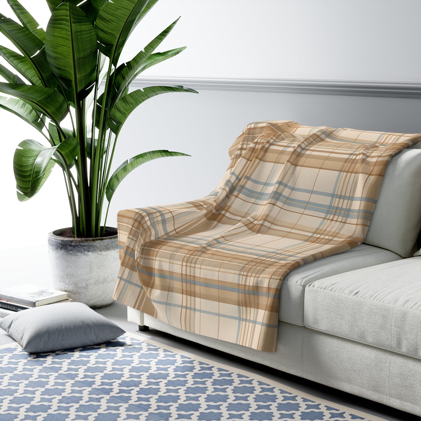 Blanket - Elegant Beige Tartan Seamless Tile