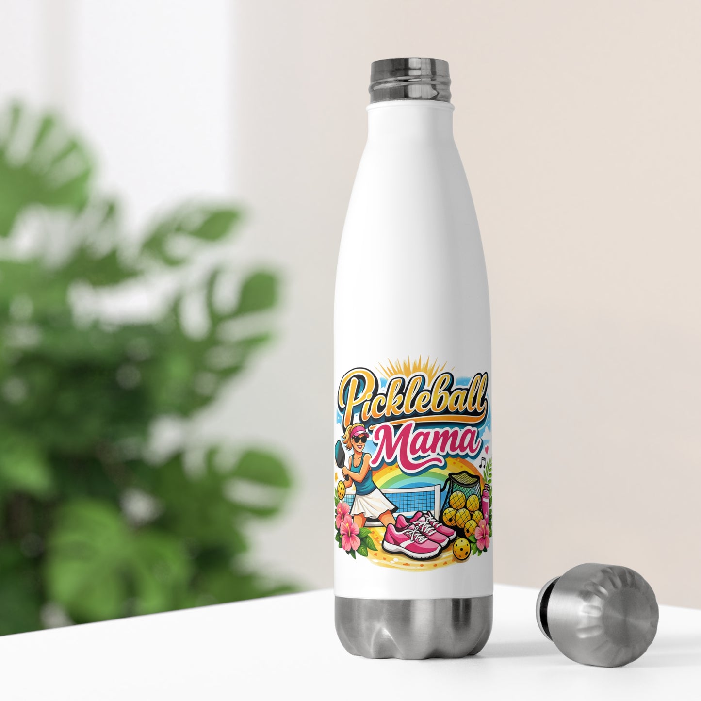 Insulated Water Bottle - Vibrant Tropical Pickleball Mama Art