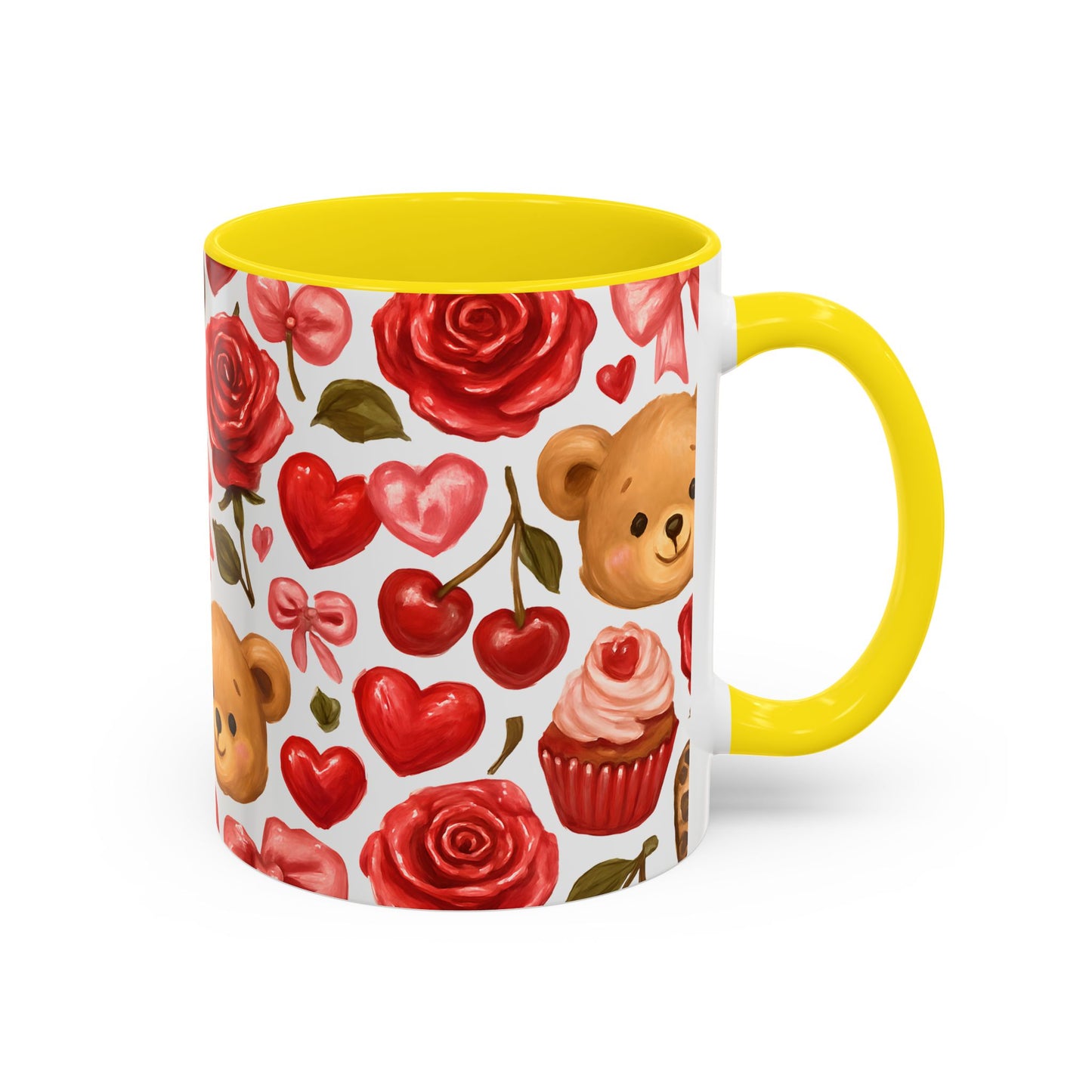 Inside colour mug - teddy bear pattern