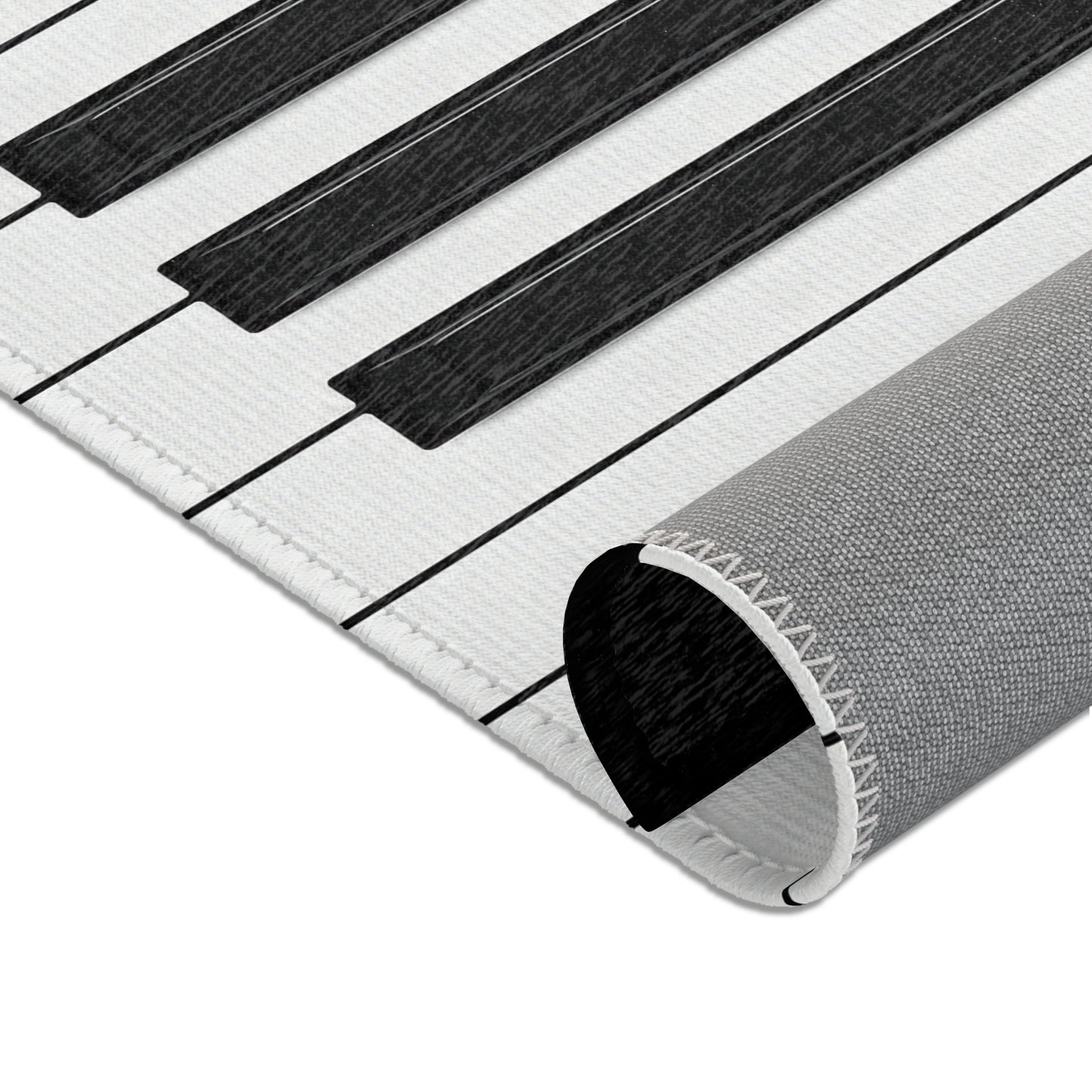 Authentic Miniature Piano Keyboard Pattern area rug - High-Contrast Minimalist Design for Pianists and Musicians .