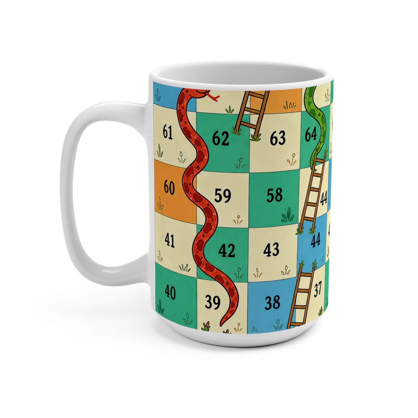 Printable Snakes and Ladders Board Game | Vibrant Cartoon Board Game coffee mug Design