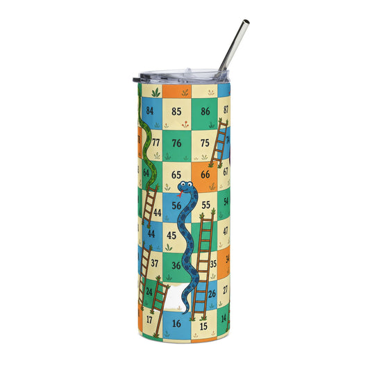 Printable Snakes and Ladders Board Game | Vibrant Cartoon Board Game tumbler Design